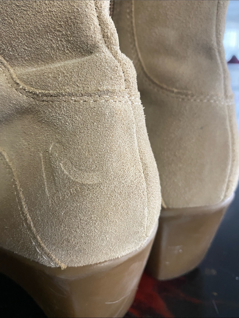 VINTAGE Report brand "Bratz" or "Y2K" lace up boots TAN Suade SIZE 9 - Picture 10 of 16